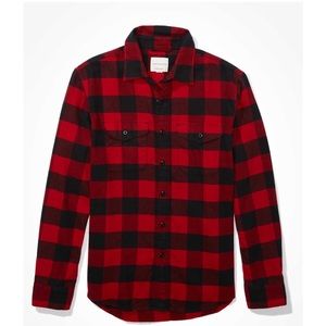Black and Red Plaid American Eagle Flannel Shirt